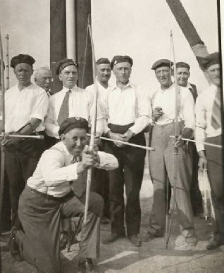 Robin Hood members with their bows in the 1940s